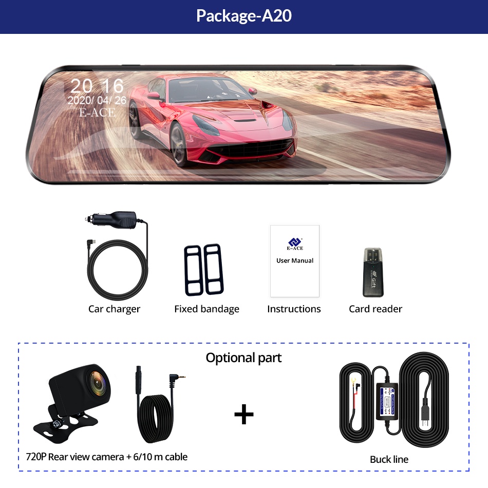 Gương Chiếu Hậu Tích Hợp Camera Kép Dvr 1080P HD 4.3 Inch Cho Xe Hơi | BigBuy360 - bigbuy360.vn