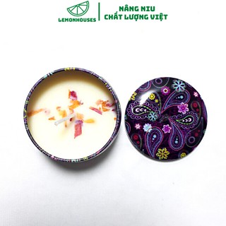 Nến Thơm Hoa Khô Tự Nhiên Chính Hãng, Sáp Thơm Cao Cấp Có Nhiều Mùi Thơm Chanh, Hoa Hồng, Vani, Lavender