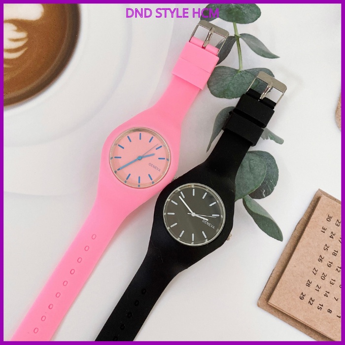 Đồng hồ nữ Geneva D386, đồng hồ nam nữ thời trang unisex dây silicon cá tính sành điệu - DND Style