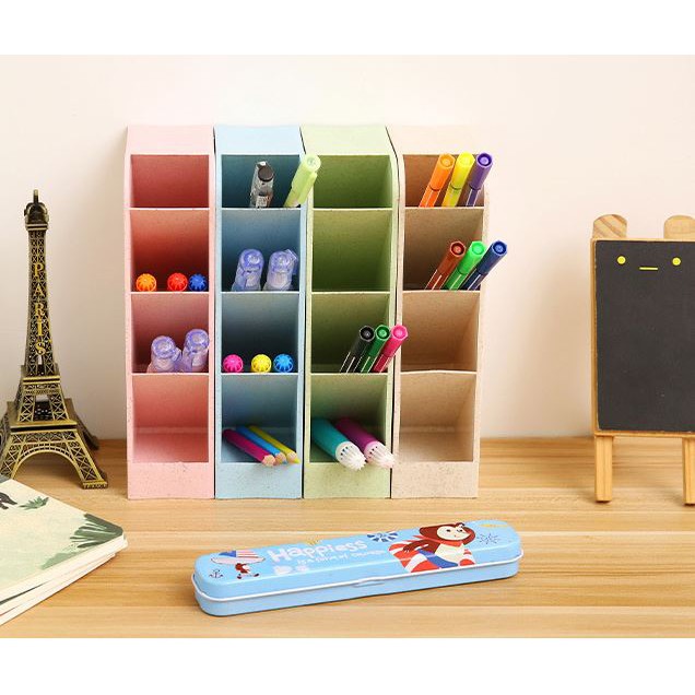 Kệ để đồ 4 ngăn pilu ống đựng bút, mỹ phẩm mua nhiều để ghép trang trí