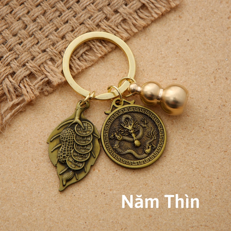 Móc Khóa 12 Con Giáp Phong Thủy Bằng Đồng Thau Theo Mệnh Xua Đuổi Tà Khí