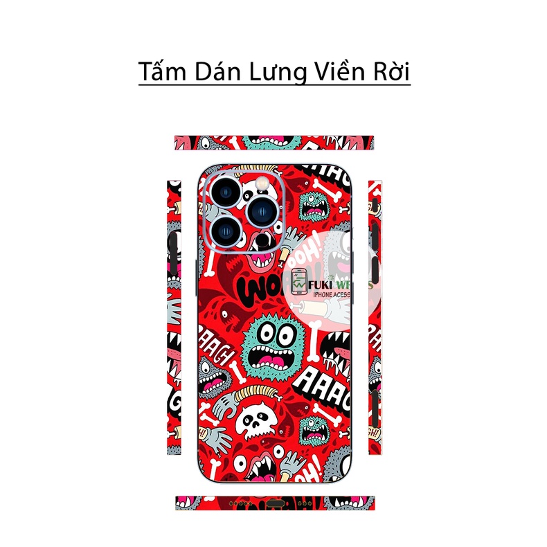 Tấm dán Skin Mặt Sau Quái Vật FULL VIỀN Dành Cho 13ProMax 12ProMax 11ProMax X XS XR XSMAX - FukiShop