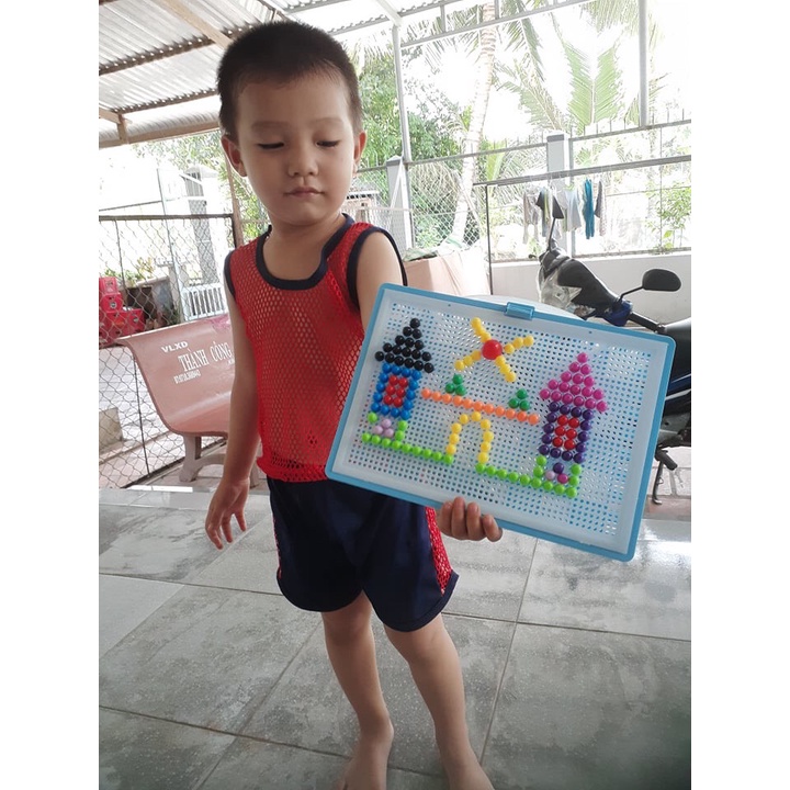 Đồ chơi xếp hình hạt nấm 300 chi tiết kích thước 29cm x 21cm