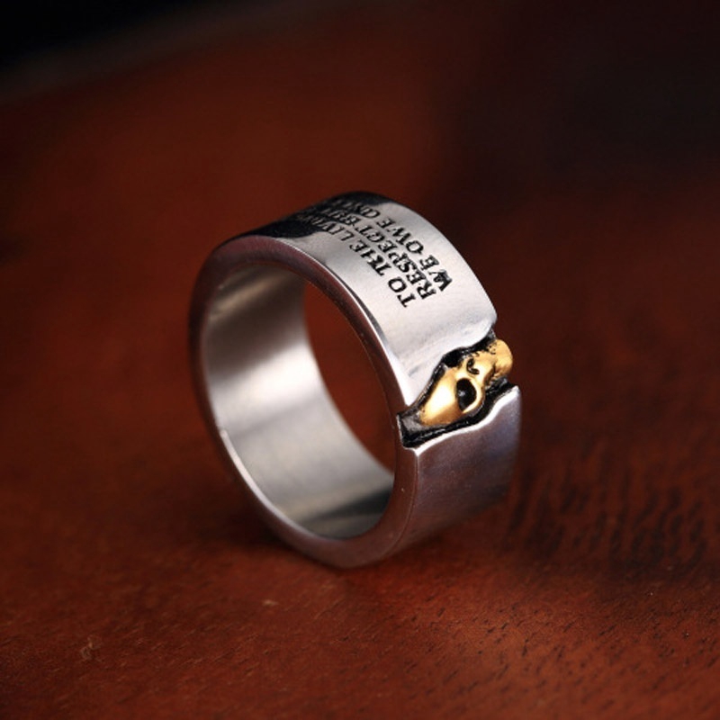 Nhẫn thép titan họa tiết đầu lâu thời trang cho nam size 6~11