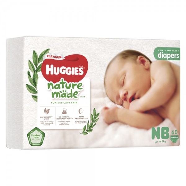 Tã Dán Huggies Platinum Nature Made Size NB60/S82/M64/L54/XL44/XXL36