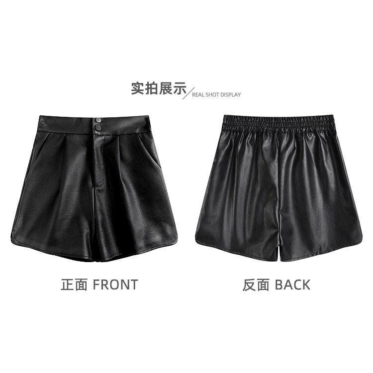 Quần Short Da pu Ống Rộng Lưng Cao Thời Trang Cho Nữ