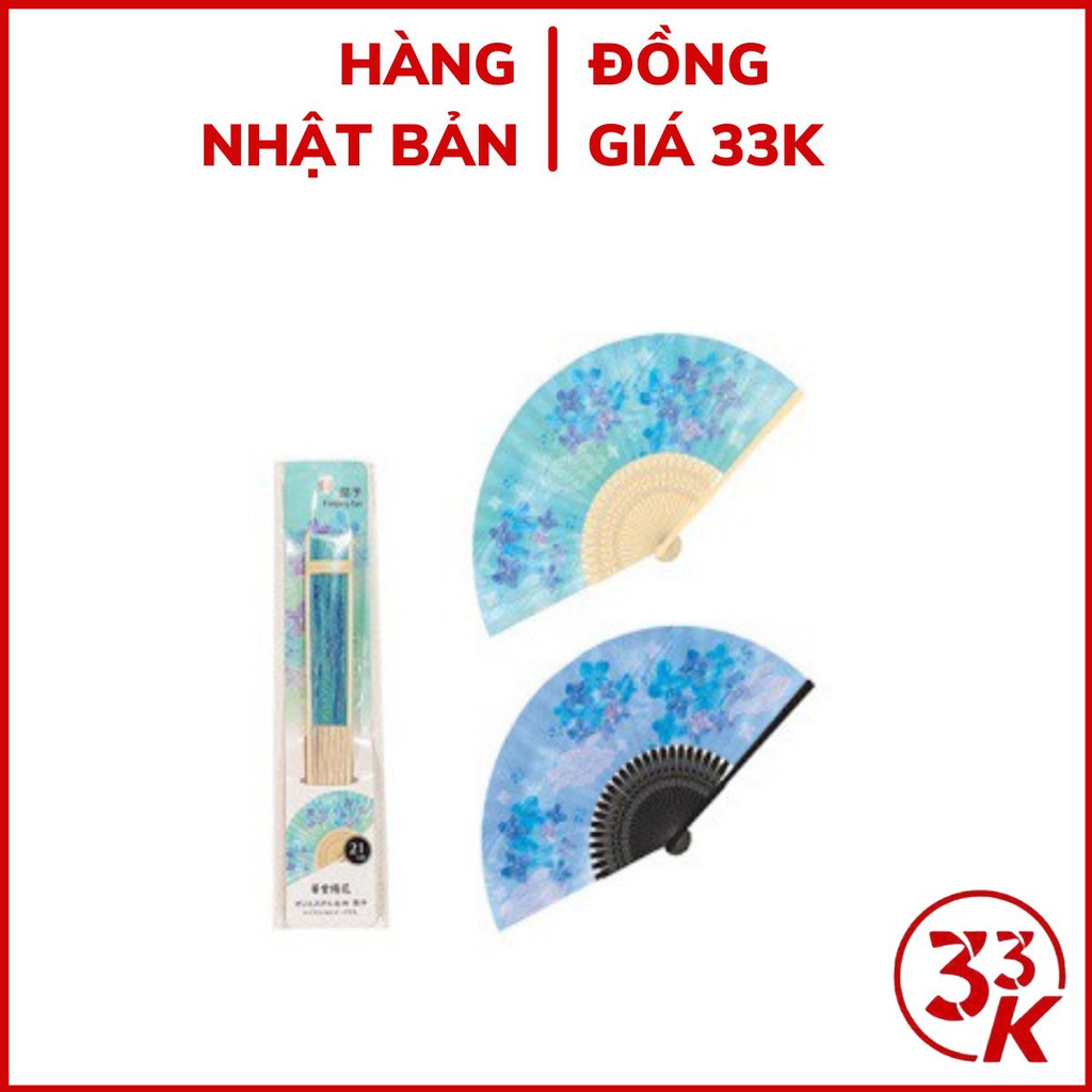 [Đồng giá 33k] Quạt giấy cao cấp 21cm hình chùm hoa hai màu Nhật Bản