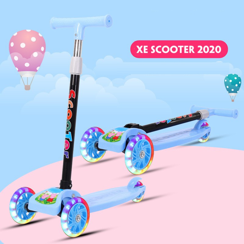 Xe Trượt Scooter 💝 BÁN GIÁ GỐC 💝 Xe Scooter Cao Cấp Cho Bé 2-8 Tuổi 3 Bánh Có Đèn LED Gấp Gọn Bền Đẹp HOT ITEM