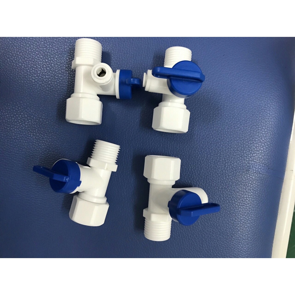 Bộ van chia nước đầu vào, khóa cấp nước ren ngoài 21 ra dây 10   hoặc dây 6  - Nhựa