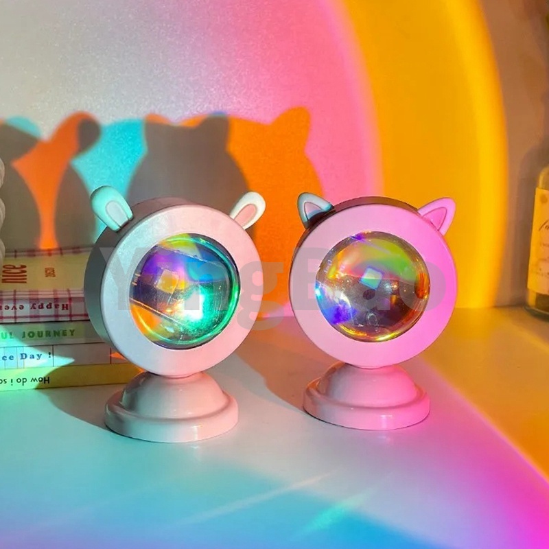 Đèn Led Chiếu Mini Để Bàn Cổng USB Màu Hồng Hoàng Hôn