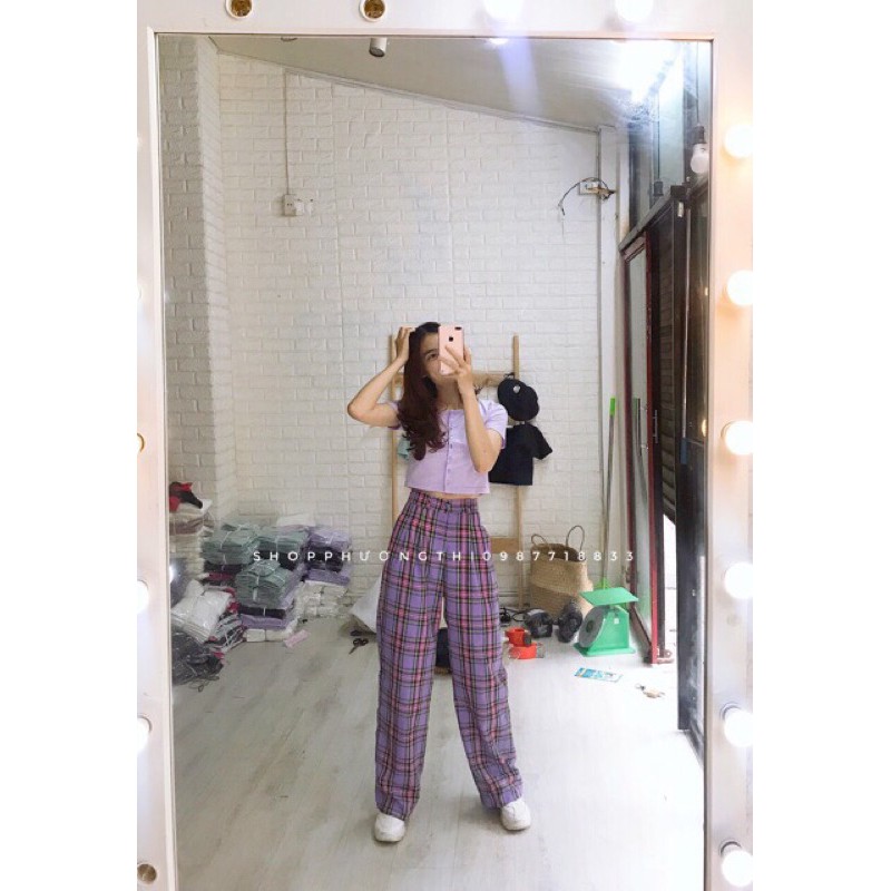 [ Mã FAGREEN55 giảm 10% tối đa 30K đơn 99K] Quần kẻ caro đủ màu ống rộng siêu hot HANA138 | BigBuy360 - bigbuy360.vn