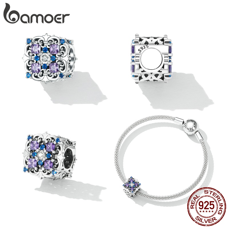 Vòng tay bạc 925 BAMOER phối hạt phong cách vintage quyến rũ thời trang nữ