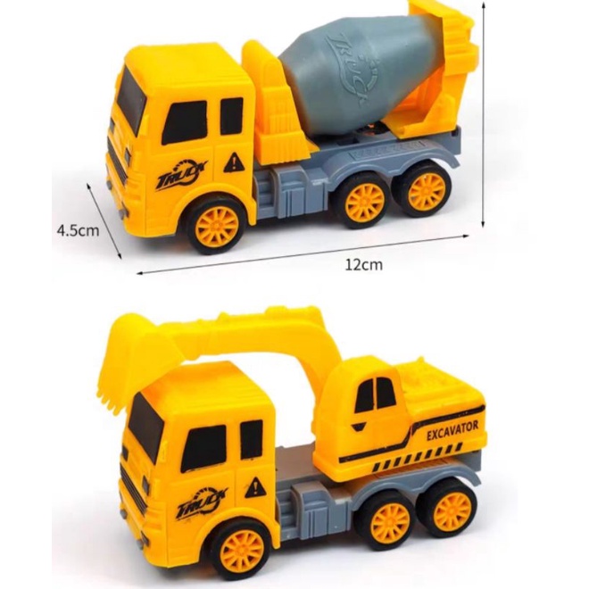 Bộ 4 xe oto máy xúc công trình chạy đà cho bé