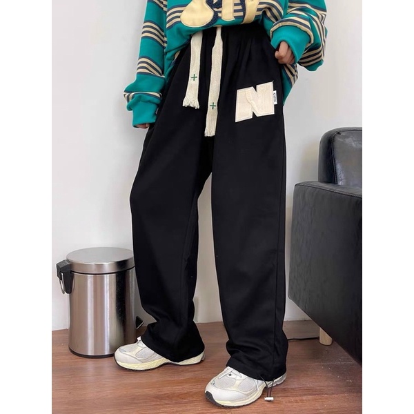 Quần Jogger nỉ nam nữ thêu chữ N siêu dày dặn