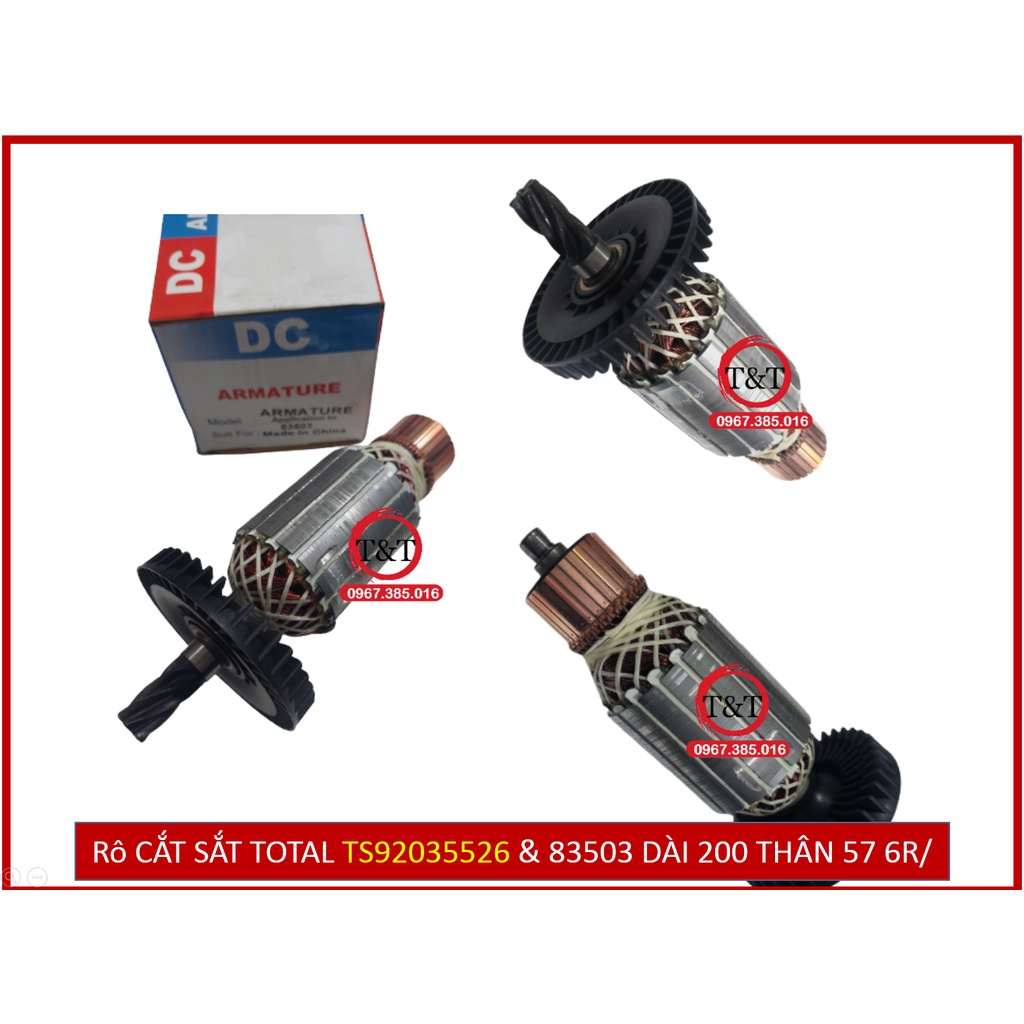ROTOR RÔ TO MÁY CẮT SẮT TOTAL , RUỘT 3T5 THÂN 57 6 RĂNG