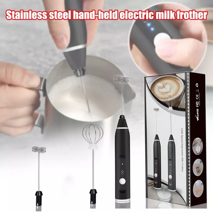 Máy Đánh Bọt Cafe, Đánh Trứng, Đánh Sữa Di Động Cầm Tay 3 Tốc Độ Sử Dụng Pin Sạc Cao Cấp