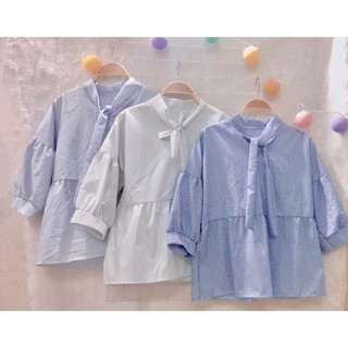 Áo babydoll nơ cổ
