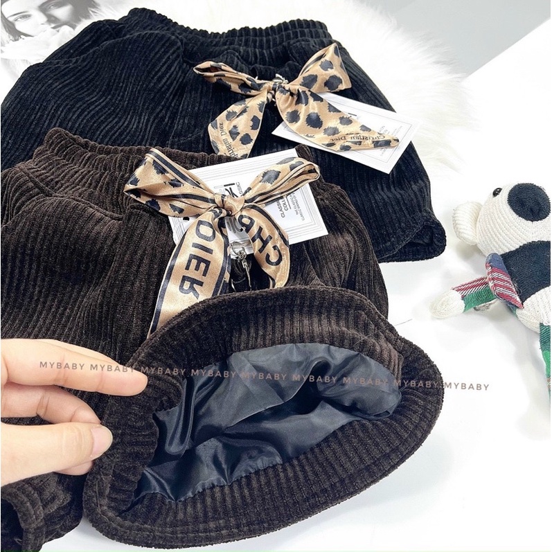 Quần sooc nhung 2 lớp dày dặn mềm ấm cho bé gái 10-30kg