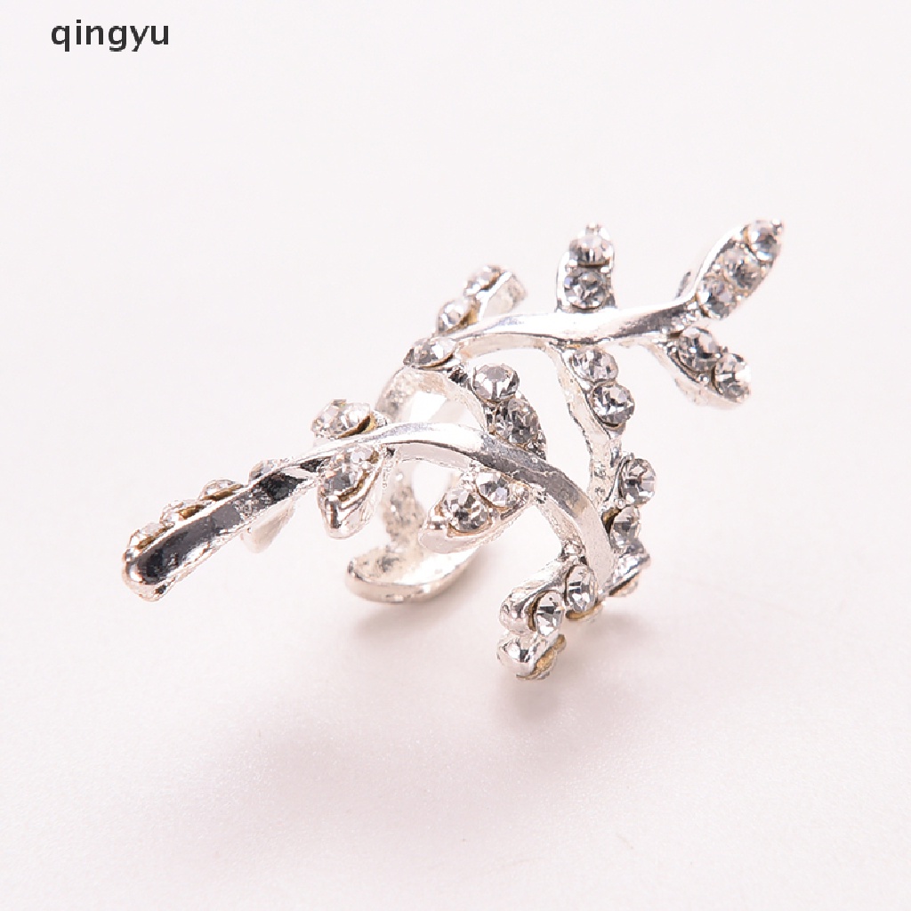 Khuyên Vành Tai Hình Chiếc Lá Đính Pha Lê Phong Cách Punk Rock Cho Nữ