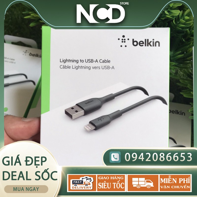 Cáp Sạc Nhanh IPHONE USB - Lightning BELKIN Chính Hãng Của Mỹ, Dài 1m, Bảo Hành 12 Tháng, Ổn Định Dòng Điện, Độ Bền Cao