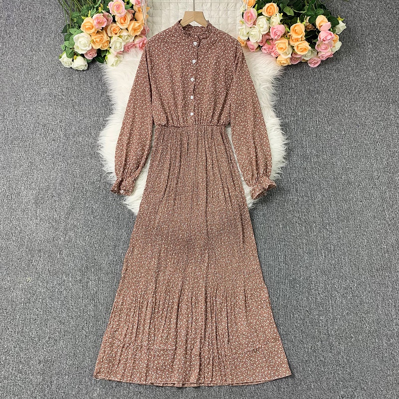 Đầm Midi Tay Ngắn Chiết Eo In Họa Tiết Hoa Thời Trang Xinh Xắn Cho Nữ