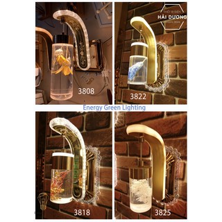 Đèn Led Treo Tường Hiện Đại Thả Thuỷ Tinh 24w Phong Cách Bắc Âu Vintage Cành Lá Thiên Nhiên - Ánh Sáng Vàng DT