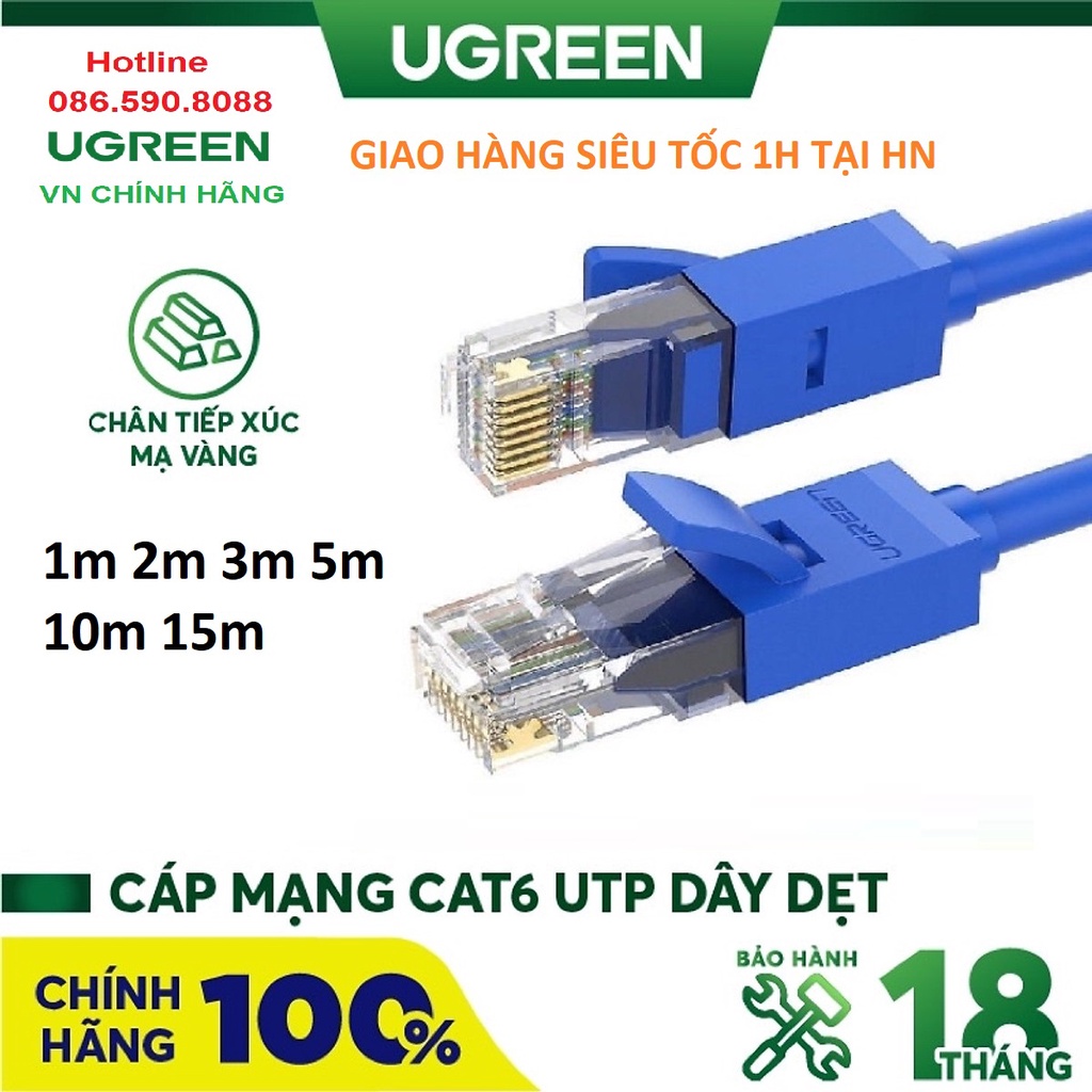 Dây Mạng Cat6 Đúc Sẵn 2 Đầu Ugreen 11201 11202 11203 11204 11205 11207 - Hàng Chính Hãng
