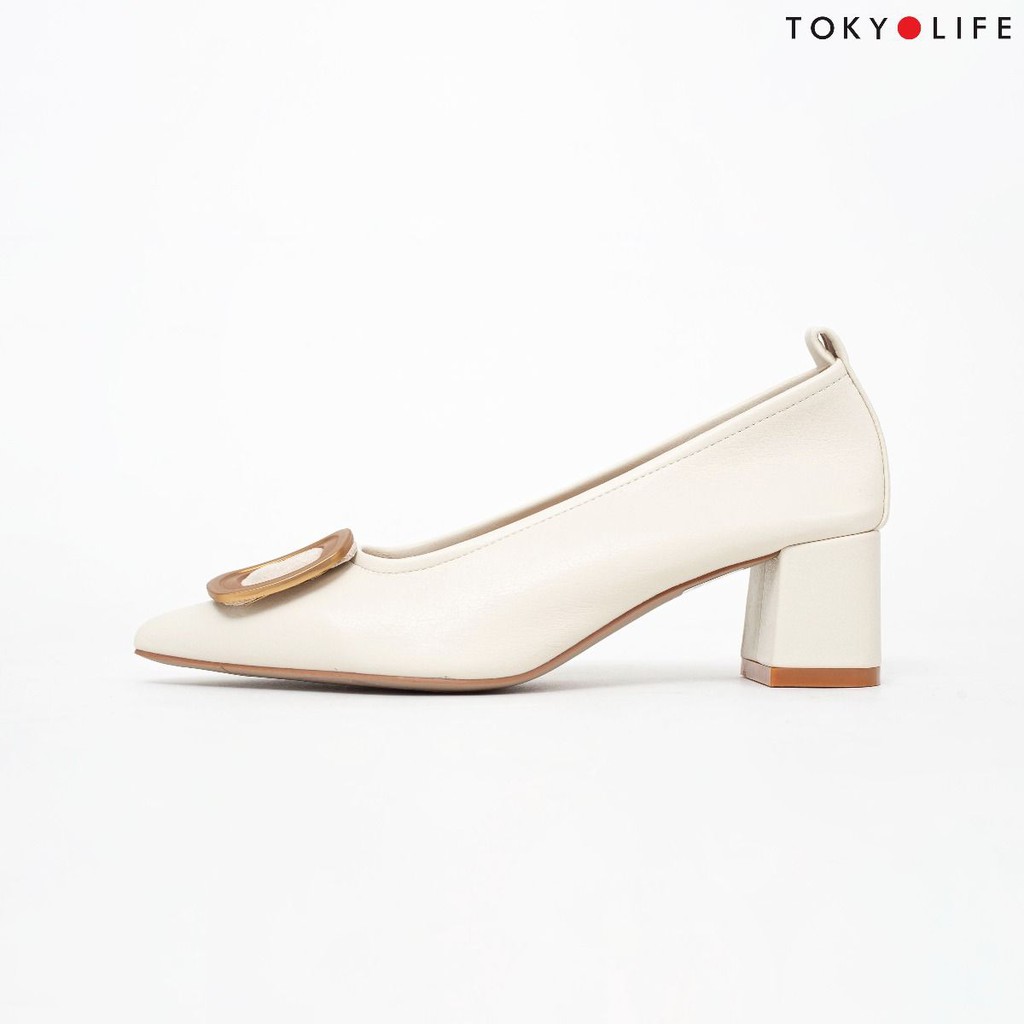 [Mã WABRTTET1 giảm 10% đơn 250K] Giày cao gót nữ TOKYOLIFE mũi nhọn E9SHO600I màu trắng kem .