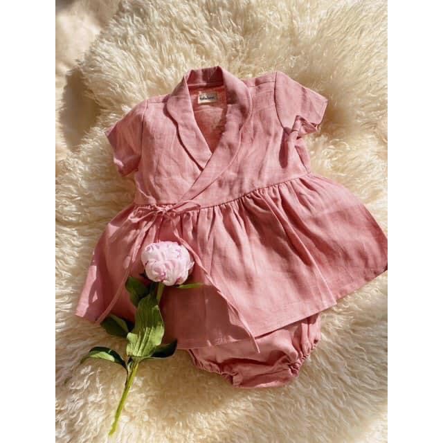 Set đầm hồng peony sơ sinh lalalune cho bé từ 6-24 tháng