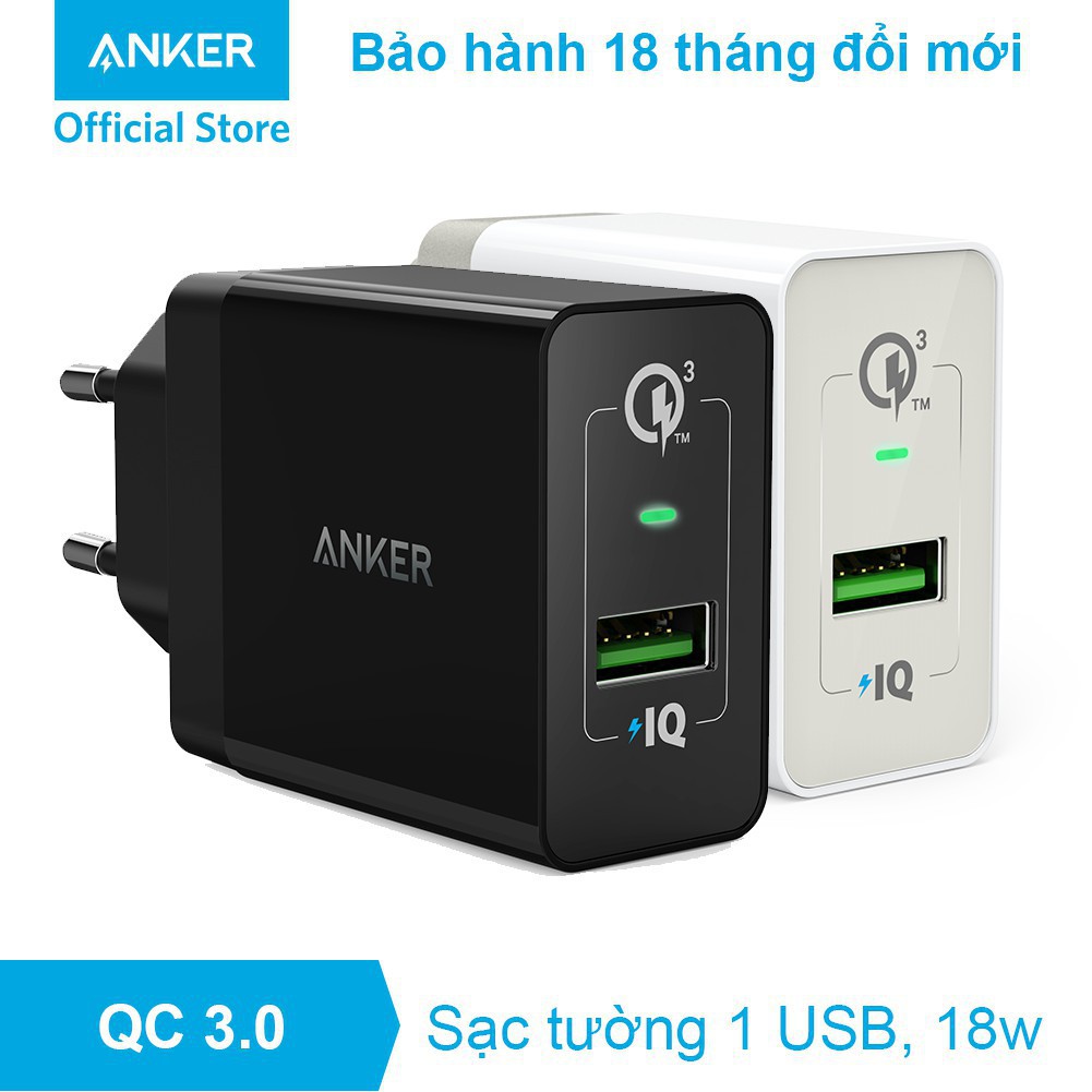 Sạc nhanh IPhone ANKER A2013 PowerPort+ 18w Quick Charge 3.0 - chính hãng 100% No box cho IP 6 7 8 X XS MAX 11 Pro