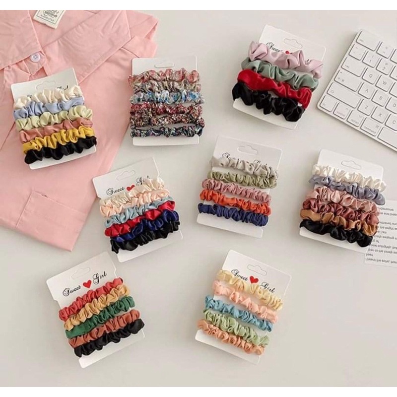 Set5,Set6 Dây Buộc Tóc Nữ Thời Trang, Phong Cách Hàn Quốc Nhiều Màu Sắc Phụ Kiện Tóc