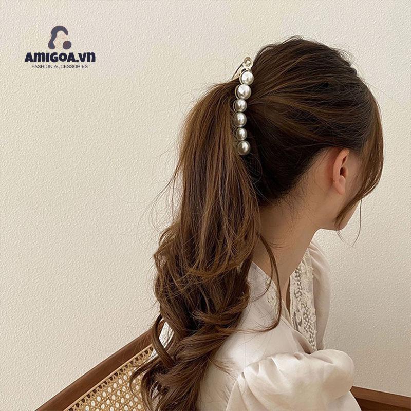 ✨✨Kẹp Tóc Acrylic Ngọc Trai Hình Nón Khí Chất Phụ Kiện Sau Đầu