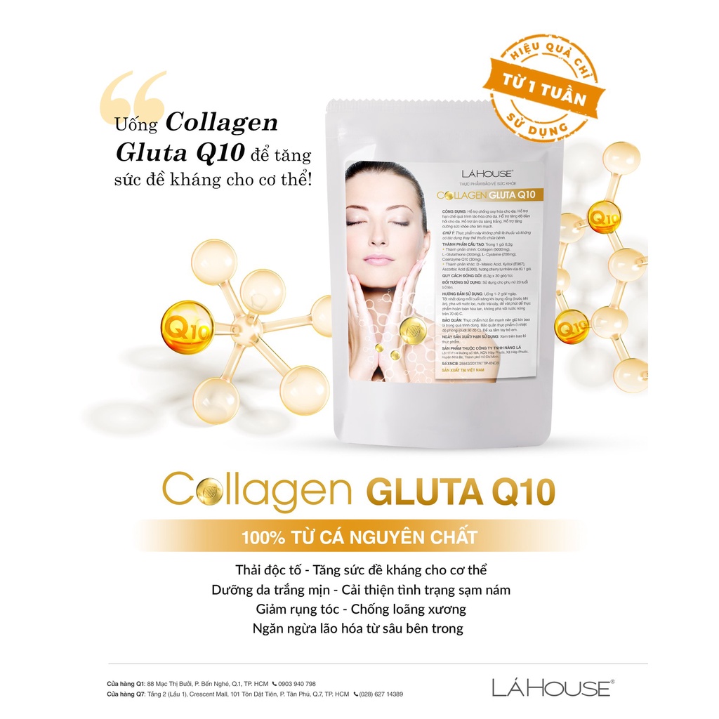 COLLAGEN GLUTA Q10 LÁ HOUSE Trắng Da Collagen ngăn ngừa lão hóa,trắng da,đẹp tóc