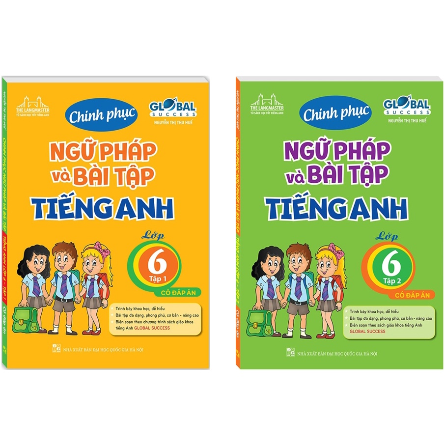 Sách - Combo GLOBAL SUCCESS - Chinh phục ngữ pháp và bài tập tiếng Anh lớp 6 - Tập 1 và tập 2 (có đáp án)
