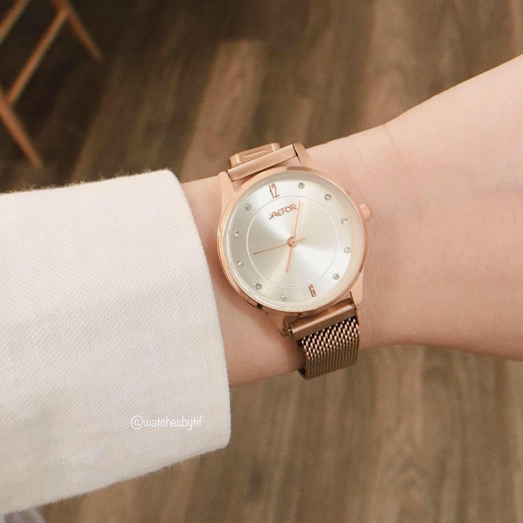 [KÈM VIDEO] Đồng hồ nữ JAEFOR màu rose gold dây nam châm chất liệu thép không gỉ 28mm | BigBuy360 - bigbuy360.vn