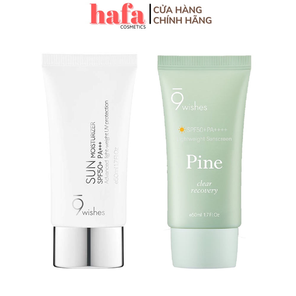 Kem Chống Nắng 9 Wishes Sun Moisturizer 50ml & 9 Wishes Pine Lightweight Sunscreen 50ml