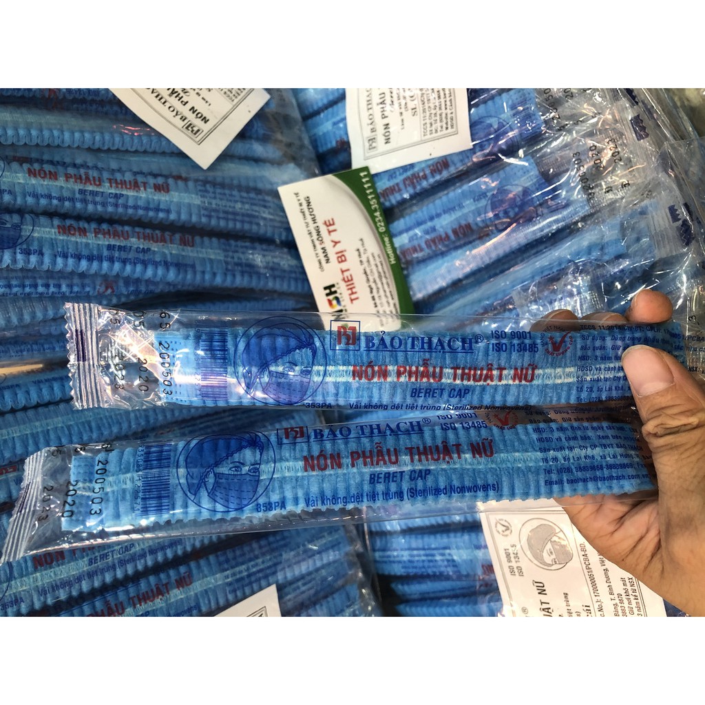 GÓI 50 cái bao trùm tóc Nón giấy y tế BẢO THẠCH nón con sâu trùm đầu y tế Nón Giấy Tiệt Trùng mũ giấy bao tóc BẢO THẠCH