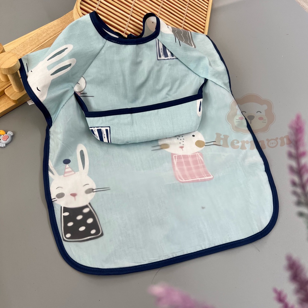 Áo yếm ăn dặm cộc tay có máng hứng phân phối chính hãng Bonbon mart