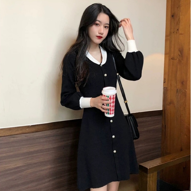 Đầm tay dài xẻ cổ chữ V phong cách thời trang Pháp 2020 | BigBuy360 - bigbuy360.vn
