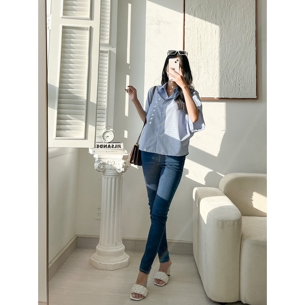 Áo sơ mi basic cánh dơi 1 túi chất vải đẹp MIEU - JA12