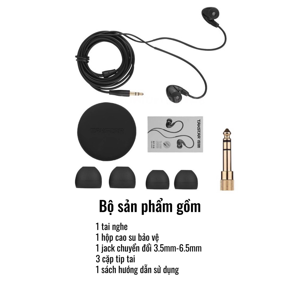 Tai Nghe Có Dây Nhét Tai Takstar TS-2260 Nghe Nhạc, Kiểm Âm Livestream Hát Karaoke Chính Hãng Cao Cấp Bảo Hành 12 Tháng