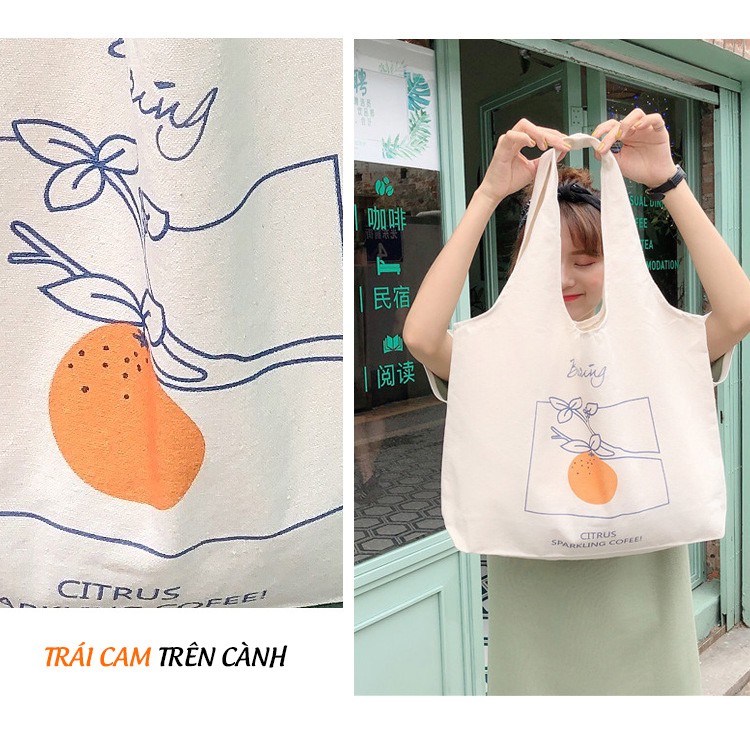 Túi Vải Tote Cỡ Lớn Trái Cam Cực Xinh M564 P1399 - LoanTay