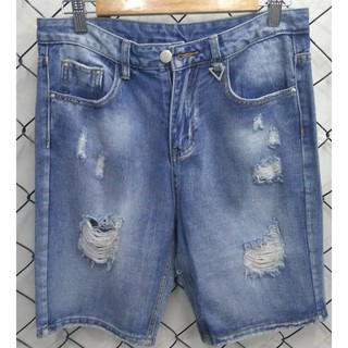 Quần short jean nam j.s màu xanh phối rách phong cách stress style qsh17050