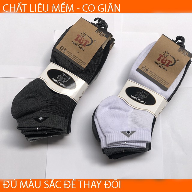 COMBO 10 Đôi Tất Nam Cổ Ngắn T&amp;T Chất Đẹp, Khử Mùi, Thấm Hút Mồ Hôi, Chống Hôi Chân