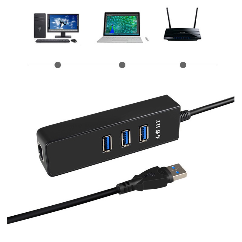 Hub usb 3.0 ra Ethernet RJ45 (1000Mbps) và 3 cổng usb - Jinghua Z314