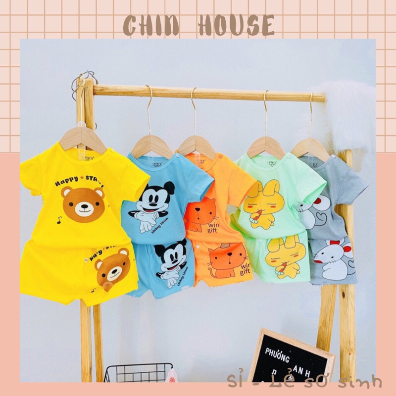 Quần áo trẻ em , COMBO 5 bộ cộc in hình thú cho bé siêu đáng yêu cho bé (sỉ lố 25 bộ)