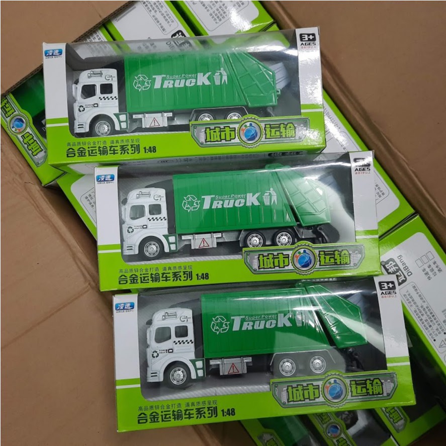 Xe rác đồ chơi trẻ em tỉ lệ 1:48 xe bằng hợp kim và nhựa