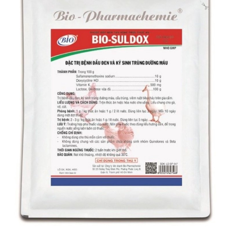 Bio suldox 100 gram đầu đen của gà hsd 02/2025