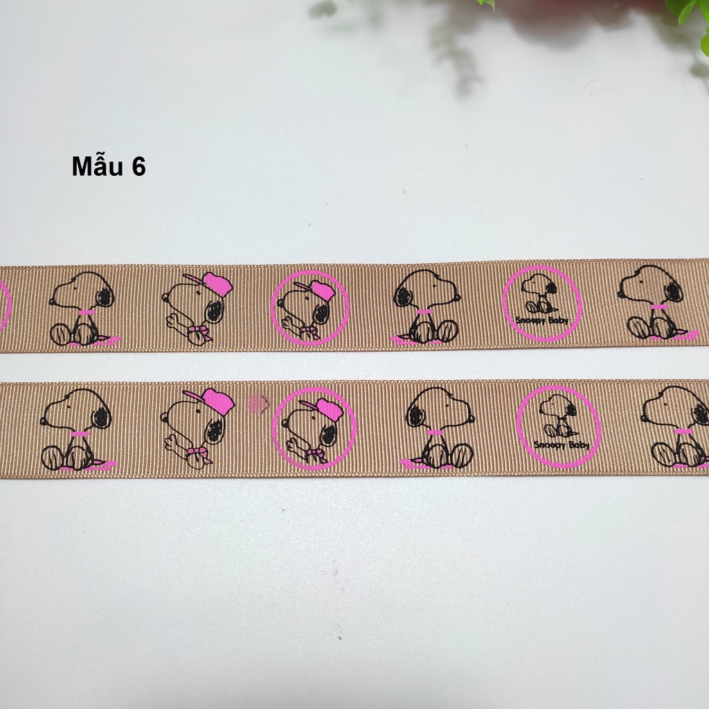 [1 mét] Ruy băng gân 2.5cm họa tiết màu đỏ xanh hồng xanh cam làm nơ gói quà phụ kiện handmade Pinky Shop