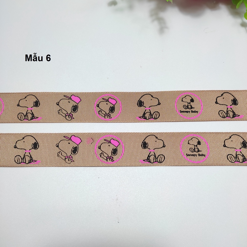 [1 mét] Ruy băng gân 2.5cm họa tiết màu đỏ xanh hồng xanh cam làm nơ gói quà phụ kiện handmade Pinky Shop